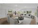 Spacious living room featuring an open floor plan, stylish furniture, and seamless integration with the kitchen at 2032 Jagust Rd, North Port, FL 34288