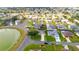 Suburban homes nestled within well manicured green lawns on a sunny day with a community lake feature at 30 Jamestown Ave, Englewood, FL 34223