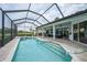 A screened-in pool and spa offer serene outdoor enjoyment with patio sitting area for lounging and cooking at 4532 Chase Oaks Dr, Sarasota, FL 34241