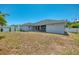 Exterior view of the home's back facade with screened porch and spacious backyard at 4624 Caribou Ave, North Port, FL 34287