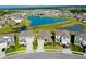 Aerial view of a residential neighborhood featuring a large lake and well-maintained single-Gathering homes at 5222 Granite Dust Pl, Palmetto, FL 34221