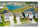 Aerial shot of a home surrounded by a scenic lake and a planned community with manicured lawns at 5222 Granite Dust Pl, Palmetto, FL 34221
