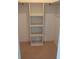 Walk-in closet featuring built-in shelving and carpeted flooring at 1001 Sandlewood Dr, Venice, FL 34293