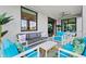The cozy patio features stylish furniture and serene outdoor views for relaxed living at 10808 Tarflower Dr # 102, Venice, FL 34293