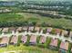 Aerial view of a neighborhood showcasing well-maintained homes and beautiful landscaping at 12728 Richezza Dr, Venice, FL 34293
