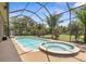 Inviting screened-in pool and spa area, perfect for relaxation and enjoying the beautiful surroundings at 3950 Pepper Ln, North Port, FL 34287
