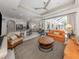 Bright and airy living room features stylish furnishings and seamless access to lanai and outdoor spaces at 463 Park Trace Blvd, Osprey, FL 34229