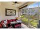 Relaxing outdoor patio with a screened lanai offering serene views at 600 Gardens Edge Dr # 613, Venice, FL 34285