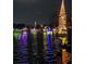 View of boats decorated with Christmas lights on waterway and large lighted tree at 731 Flamingo Dr, Apollo Beach, FL 33572