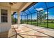 Spacious lanai with decorative flooring and a beautiful view at 102 Mestre Pl, North Venice, FL 34275
