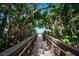 Scenic boardwalk path leading to the beach, surrounded by lush trees and foliage at 1099 Nokomis S Ave, Venice, FL 34285