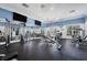 Fitness center featuring free weights, weight machines, flat screen tvs, and mirrored walls at 21649 Avon Park Ct, Venice, FL 34293