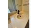 Cream colored bathroom sink with an updated black faucet and bright lighting at 3851 Sterling Rd, Venice, FL 34293