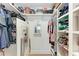 Walk-in closet with built-in shelving and storage for clothing and accessories at 4616 Leeta Ln, Sarasota, FL 34234