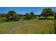 Lush backyard featuring a tranquil pond view surrounded by trees, offering a serene natural setting at 552 Bellaire Dr, Venice, FL 34293