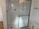 Clean shower with updated fixture, soap holder, and shower head, perfect for easy maintenance at 56 Lakeview Dr, North Port, FL 34287