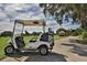 Golf cart with clubs parked on a scenic path leading to a lush green golf course at 5853 Semolino St, Nokomis, FL 34275