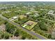 Aerial view of a single-story home nestled in a serene area with dense foliage, providing privacy and tranquility at 6199 Stamp St, Port Charlotte, FL 33981