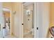 The bathroom with walk-in shower is visible from the bedroom at 63 Palm Dr, Placida, FL 33946