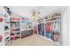 Spacious walk-in closet with custom shelving, hanging rods, and a dresser for optimal organization and storage solutions at 632 Tanana Fall Dr, Ruskin, FL 33570