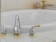 Close-up of a luxurious bathtub with chrome fixtures, complemented by tiled walls and decorative seashell accents at 678 Clear Creek Dr, Osprey, FL 34229