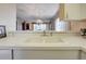 Kitchen sink featuring updated hardware and a view into the living room at 821 Waterside Dr # 106, Venice, FL 34285