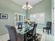Light and airy dining room with large windows and elegant table setup for Gathering meals at 114 Southampton N Pl # 237, Venice, FL 34293