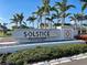 The community sign reads, Solstice Wellen Park by Toll Brothers at 12705 Pinnacle Ln, Venice, FL 34293