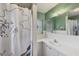 Bathroom featuring a shower/tub combo and sink with vanity at 205 Louella Ln, Nokomis, FL 34275