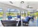 Covered patio area with a relaxing gas fire pit, lounge furniture and view of the swimming pool at 269 Mark Twain Ln, Rotonda West, FL 33947