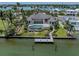 Back exterior with a pool and dock, ideal for waterfront living at 333 Sunrise Dr, Nokomis, FL 34275