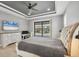 Spacious main bedroom featuring a desk and sliding door access to the backyard pool area at 8634 Santa Cruz Dr, Port Charlotte, FL 33981