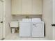 Functional laundry room with washer, dryer, and overhead cabinets for storage at 915 S Doral Ln, Venice, FL 34293