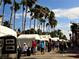 Vibrant street fair lined with tall palm trees, tents displaying art, and pedestrians on a sunny day at 1100 Tarpon Center Dr # 503 5C, Venice, FL 34285