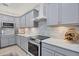 Close-up of kitchen featuring a modern countertop and stainless-steel appliances at 12871 Cinqueterre Dr, Venice, FL 34293