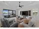 Cozy living room with stylish decor and pool view at 13056 Steinhatchee Loop, Venice, FL 34293