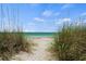 Inviting beach access beckons with natural foliage framing the sandy path to the ocean at 1555 Tarpon Center Dr # G 235, Venice, FL 34285