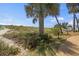 Picturesque beach access with palm trees, vegetation and clear skies on a sunny day at 1555 Tarpon Center Dr # G 235, Venice, FL 34285