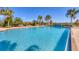 Large community pool surrounded by palm trees and lounge chairs on a sunny day at 213 Malina Ct, Nokomis, FL 34275