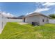 This is an image of the backyard with grass and the air conditioning unit at 711 Brenton Leaf Dr, Ruskin, FL 33570