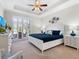 Light and bright main bedroom with trey ceilings, neutral colors, and ensuite bath with soaking tub at 1164 Beachcomber Ct # 19, Osprey, FL 34229