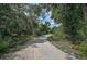 Gravel driveway surrounded by lush trees and foliage, leading to a private property at 3199 Elkrem Ave, North Port, FL 34286