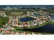 Expansive aerial view showcasing home's location within a waterfront neighborhood at 4308 Via Del Santi, Venice, FL 34293
