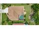 Aerial view of the home showcasing the screened pool, spacious backyard, and well-maintained landscaping at 435 Boundary Blvd, Rotonda West, FL 33947