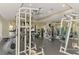Community gym featuring treadmills, weights, weight machines, and mirrored wall at 5459 Bentgrass Dr # 2-304, Sarasota, FL 34235