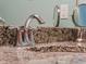 Close-up of the granite bathroom vanity featuring a stylish faucet, adding a touch of elegance at 9917 Haze Dr, Venice, FL 34292
