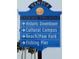 A Venice, Florida city sign points directions to Historic Downtown, Beach/Paw Park and Fishing Pier at 9917 Haze Dr, Venice, FL 34292
