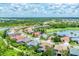 Gorgeous aerial view of a community with waterways, lush golf course, and beautiful single Gathering homes at 1210 Eagles Flight Way, North Port, FL 34287