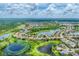 Breathtaking aerial view of a scenic community with multiple lakes, golf courses, and lush greenery at 1210 Eagles Flight Way, North Port, FL 34287
