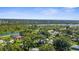 Aerial view of the neighborhood with trees near a pond at 2185 Park Rd, Venice, FL 34293